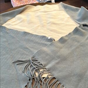 Mersea Cotton Gray and Cream Fringed Shawl wrap